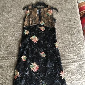 Hand-made silk and spiderweb lace designer dress